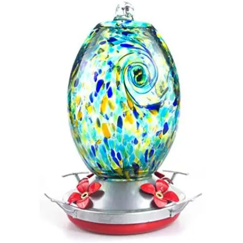 Muse Garden Hummingbird Feeder for Outdoors, Hand Blown Glass, 25 Ounces, Containing Ant Moat, Starry Night Muse Garden Hummingbird Feeder for Outdoors, Hand Blown Glass, 25 Ounces, Containing Ant Moat, Starry Night
