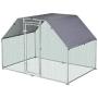 PawHut Galvanized Metal Chicken Coop Cage with Cover, Walk-in Pen Run