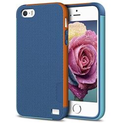 EXSEK iPhone 5/5S SE Case, Hybrid Impact Ultra Slim 3 Color Shockproof Case [Anti-Slip] Scratch Resistant Soft Gel Rugged Case for iPhone 5/5S (Dark Blue)