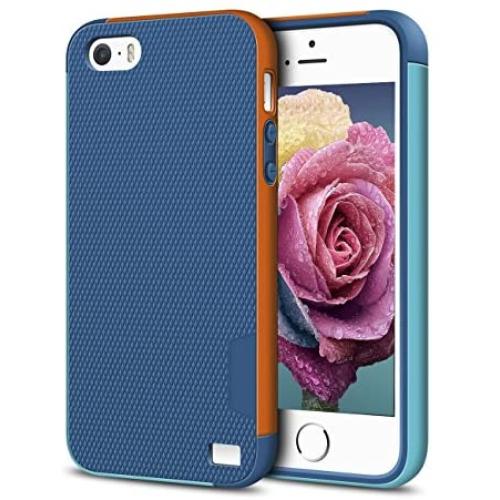 EXSEK iPhone 5/5S SE Case, Hybrid Impact Ultra Slim 3 Color Shockproof Case [Anti-Slip] Scratch Resistant Soft Gel Rugged Case for iPhone 5/5S (Dark Blue)