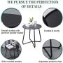 Patio Side Table Outdoor, Small Round Metal Side Table Waterproof Portable Coffee Table End Table for Garden, Porch, Balcony, Yard (Black)