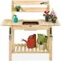 Best Choice Products Outdoor Garden Potting Bench, Wood Workstation Table w/Sliding Tabletop, Food Grade Dry Sink, Storage Shelves - Natural Best Choice Products Outdoor Garden Potting Bench, Wood Workstation Table w/Sliding Tabletop, Food Grade Dry Sink, Storage Shelves - Natural