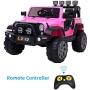 VALUE BOX Safety 12V Battery Electric Remote Control Car, Kids Toddler Ride On Cars Motorized Vehicles Toy Car, Wheels Suspension, Seat Belts, LED Lights and Realistic Horns (Pink)