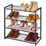 Titan Mall Shoe Organizer Free Standing Shoe Rack 4 Tier Shoe Rack Black Metal Shoe Rack 25 Inch Wide Shoe Tower Shelf Storage