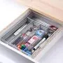 Flatware Organizers 5 Compartments, Metal Mesh Kitchen Utensil Drawer Cutlery Tray with 4 Foam Feet, Silver Flatware Organizers 5 Compartments, Metal Mesh Kitchen Utensil Drawer Cutlery Tray with 4 Foam Feet, Silver