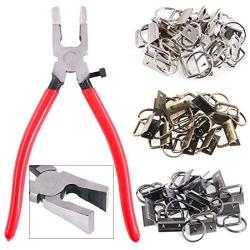 Swpeet 36 Sets 1'' 25mm 3 Colors Key Fob Hardware with 1Pcs Key Fob Pliers , Glass Running Pliers Tools with Jaws, Studio Running Pliers Attach Rubber Tips Perfect for Key Fob Hardware Install