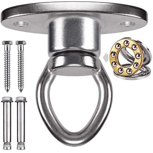 SELEWARE Stainless Steel 304 Heavy Duty Bearing Swing Hanger, 360° Rotate Swing Swivel Hook with Screws for Wooden and Expansion Bolts for Concrete, Indoor Outdoor Hammock Porch Chair Tire Swing Set
