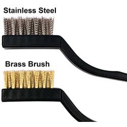 Huayao 12 pieces Scratch Brush (Stainless Steel + Brass), Curved Handle Masonry brush Wire bristle for Cleaning Welding Slag and Rust