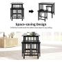 Giantex 3 Piece Dining Set, Counter Height Table Set with Black Frosted Tabletop and Metal Frame for Kitchen, Bar or Apartment w/ 2 Faux Leather Backless Stools, Compact, Space-Saving Design