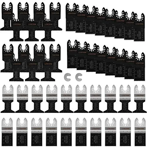 Leberna 50 Metal Wood Universal Oscillating Multitool Quick Release Saw Blades Kit Compatible w Fein Multimaster Porter Cable Black&Decker Bosch Dremel Craftsman Ridgid Ryobi Milwaukee Dewalt Rockwell