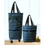 Cocobuy Collapsible Trolley Bags Folding Shopping Bag with Wheels Foldable Shopping Cart Reusable Shopping Bags Grocery Bags Shopping Trolley Bag on Wheels(Elegant Dark Blue)