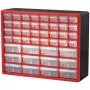 Akro-Mils 44 Drawer 10144REDBLK, Plastic Parts Storage Hardware and Craft Cabinet, (20-Inch W x 6-Inch D x 16-Inch H), Red & Black, (1-Pack)
