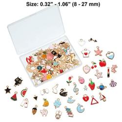 90 Pieces Assorted Gold Plated Enamel Dangle Charm Pendant for Jewelry Making (Hawaii Style)