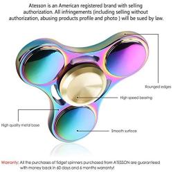 ATESSON Fidget Spinner Toy Durable Stainless Steel Bearing High Speed Spins Precision Metal Hand Spinner EDC ADHD Focus Anxiety Stress Relief Boredom Killing Time Toys for Adults Kids