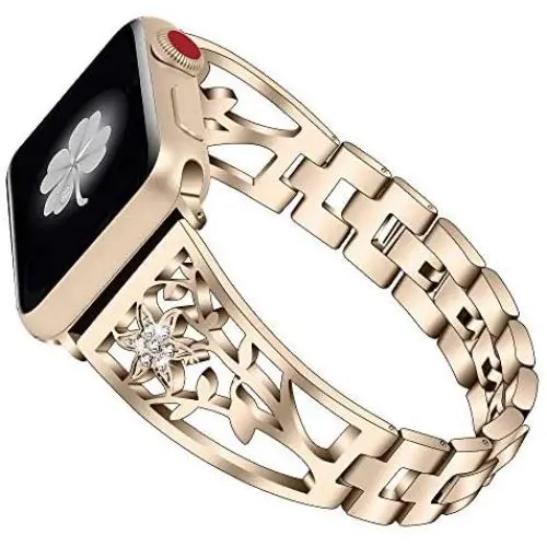 NNHF Compatible with Apple Watch Band 38mm 40mm 42mm 44mm for Women, Starfish with Diamond Hollow Metal Strap and Crystals Compatible with Apple Watch Series 4 3 2 1 (Vintage Gold, 38mm) NNHF Compatible with Apple Watch Band 38mm 40mm 42mm 44mm for Women, Starfish with Diamond Hollow Metal Strap and Crystals Compatible with Apple Watch Series 4 3 2 1 (Vintage Gold, 38mm)