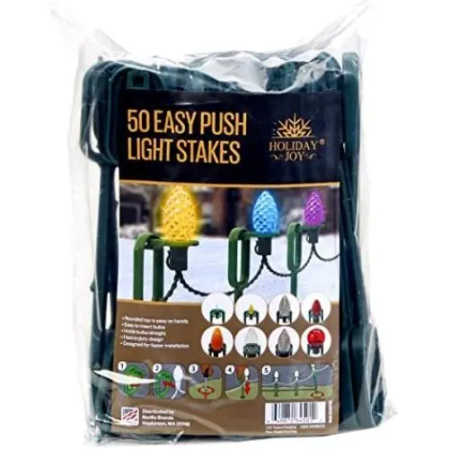 Holiday Joy - 50 Easy Push Deluxe Light Lawn Stakes for Holiday String Lights on Yards, Driveways & Pathways - 10 inch Tall - New and Improved Model (50 Deluxe) Holiday Joy - 50 Easy Push Deluxe Light Lawn Stakes for Holiday String Lights on Yards, Driveways & Pathways - 10 inch Tall - New and Improved Model (50 Deluxe)