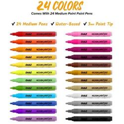 Diaz Dynamics Acrylic Paint Pens with Stencils, Carry Case and E-Book, 24 Medium Tip Pens