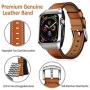EloBeth 44mm Band Case Compatible with Apple Watch Band 44mm Series 6/5/4 & Apple Watch SE 44mm Bands, Genuine Leather Bands & Metal/PC Protective Case for iWatch Series 6/5/4/SE 44mm (Brown/Silver)