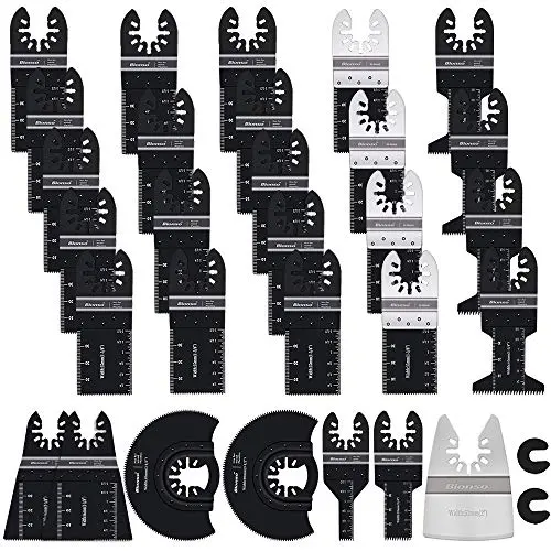 Bionso 31 PCS Oscillating Saw Blades, Premium Multitool Blades Kit for Wood Metal Plastics, Oscillating Tool Blades Fit Dewalt Worx Rockwell Wen Milwaukee Makita Ryobi Bosch Fein Porter Genesis Black Bionso 31 PCS Oscillating Saw Blades, Premium Multitool Blades Kit for Wood Metal Plastics, Oscillating Tool Blades Fit Dewalt Worx Rockwell Wen Milwaukee Makita Ryobi Bosch Fein Porter Genesis Black