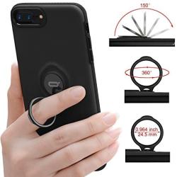 DESOF iPhone 8 Plus Case, iPhone 7 Plus Case with Ring Holder Kickstand, 360°Adjustable Ring Grip Stand Work with Magnetic Car Mount Anti-Fingerprint Slim Cover for Apple iPhone 8P 5.5 inch - Black