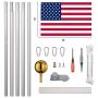 Yeshom 25 FT Upgraded Sectional Aluminum Flagpole 15 Gauge 24-30mph 3x5 US American Flag Ball Fly 2 Flags Outdoor