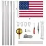 Yeshom 25 FT Upgraded Sectional Aluminum Flagpole 15 Gauge 24-30mph 3x5 US American Flag Ball Fly 2 Flags Outdoor Yeshom 25 FT Upgraded Sectional Aluminum Flagpole 15 Gauge 24-30mph 3x5 US American Flag Ball Fly 2 Flags Outdoor
