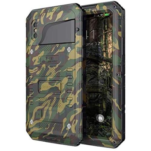 Beasyjoy iPhone Xs/X / 10 Metal Waterproof Case Aluminum Heavy Duty Strong Phone Cover with Screen Protector Shockproof Drop Proof Rugged Durable Hard Military Grade Camo/Camouflage