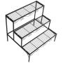 DOEWORKS 3 Tier Stair Style Metal Plant Stand, Garden Shelf for Large Flower Pot Display Rack Indoor Outdoor, Black