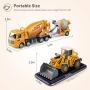 Construction Vehicles Truck Toys, Geyiie Kids Engineering Playset Metal Truck Head, Excavator Digger Bulldozer Forklift Trucks Trailer Cement Toys Gift for Toddlers Kids 3 4 5 6 Year Old Boy