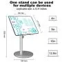Swhatty Cell Phone Stand, Aluminum iPad Tablet Stand Holder for Desk, Angle Height Adjustable iPhone Stand, Compatible with iPhone iPad Pro, Air, Mini 4 3 2, Kindle, （4-12.9）-Sliver