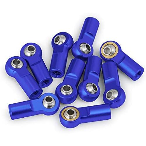 10Pcs Link Rod End Joint Aluminum M4 Metal Ball End Head Holder Tie for 1/10 RC SCX10 Cars Parts (Royal Blue)