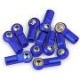 10Pcs Link Rod End Joint Aluminum M4 Metal Ball End Head Holder Tie for 1/10 RC SCX10 Cars Parts (Royal Blue)