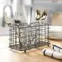 mDesign Farmhouse Modern Metal Wire Cutlery and Utensil Storage Organizer Bin for Kitchen, Pantry, Table and Countertop - Utensil Caddy Holds Forks, Knives, Spoons, Napkins - 3 Sections - Graphite mDesign Farmhouse Modern Metal Wire Cutlery and Utensil Storage Organizer Bin for Kitchen, Pantry, Table and Countertop - Utensil Caddy Holds Forks, Knives, Spoons, Napkins - 3 Sections - Graphite