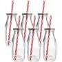 Estilo Dairy Reusable Glass Milk Bottles with Straws and Metal Screw on Lids (Set of 6), 10.5 oz, Clear Estilo Dairy Reusable Glass Milk Bottles with Straws and Metal Screw on Lids (Set of 6), 10.5 oz, Clear