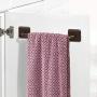 mDesign Metal Bathroom Storage Towel Bar with Strong Self Adhesive - Holder Rack for Hanging Washcloths, Hand, Face Towels in Main or Guest Powder Rooms - 2 Pack - Bronze