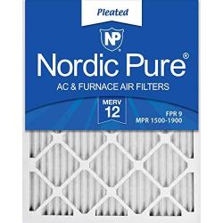 Nordic Pure 20x25x1 MERV 12 Pleated AC Furnace Air Filters 2 Pack