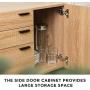 WLIVE 3 Drawer Dresser, Wide Chest of Drawers with 1 Side Door, Wood Storage Cabinet with Sturdy Metal Frame for Bedroom and Living Room, Natural Oak