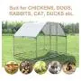 PawHut Galvanized Metal Chicken Coop Cage with Cover, Walk-in Pen Run