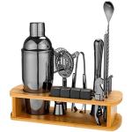 25 Piece Cocktail Shaker Set with Bamboo Stand,Gifts for Men Dad Grandpa,Stainless Steel Bartender Kit Bar Tools Set for Christmas Gift,Home, Bars, Parties and Traveling (Gun-Metal Black)