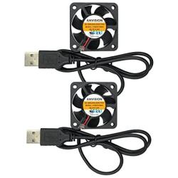 ANVISION 2-Pack 40mm x 10mm DC 5V USB Brushless Cooling Fan, Dual Ball Bearing, YDM4010B05