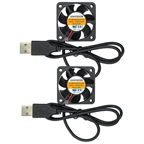 ANVISION 2-Pack 40mm x 10mm DC 5V USB Brushless Cooling Fan, Dual Ball Bearing, YDM4010B05 ANVISION 2-Pack 40mm x 10mm DC 5V USB Brushless Cooling Fan, Dual Ball Bearing, YDM4010B05