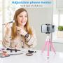 UBeesize Phone Tripod, Portable and Flexible Tripod with Wireless Remote and Universal Clip, Compatible with All Cell Phones/Cameras, Cell Phone Tripod Stand for Video Recording(Pink)