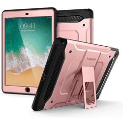 Spigen Tough Armor TECH with Custom-Fit Tempered Glass Designed for iPad 9.7 Case iPad 5th/6th Generation Case (2017/2018) - Rose Gold