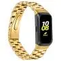 Compatible with Samsung Galaxy Fit SM-R370 Bands, Galaxy Fit Watch Band Solid Stainless Steel Metal Replacement Bracelet Strap for Galaxy Fit SM-R370 Smart Watch, Adjustable (Gold)