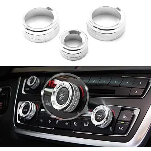 Xotic Tech 3pcs Silver Aluminum Metal Interior AC Climate Control Radio Volume Knob Ring Covers For BMW F20 F21 F22 F30 F31 F80 F32 F33 F36 F82 F83 Xotic Tech 3pcs Silver Aluminum Metal Interior AC Climate Control Radio Volume Knob Ring Covers For BMW F20 F21 F22 F30 F31 F80 F32 F33 F36 F82 F83