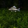 Kaixoxin Solar Garden Lights Metal Fish Decorative Stake for Outdoor Patio Yard Decorations,Warm White LED Solar Path Lights (Silver-1)