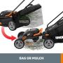 Worx WG743 40V PowerShare 4.0Ah 17'' Lawn Mower w/ Mulching & Intellicut (2x20V Batteries),Black and Orange