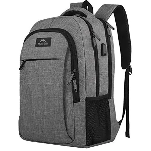 Matein Travel Laptop Backpack, Business Anti Theft Slim Durable Laptops Backpack with USB Charging Port, Water Resistant College School Computer Bag Gifts for Men & Women Fits 15.6 Inch Notebook, Grey Matein Travel Laptop Backpack, Business Anti Theft Slim Durable Laptops Backpack with USB Charging Port, Water Resistant College School Computer Bag Gifts for Men & Women Fits 15.6 Inch Notebook, Grey