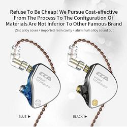 CCA CA4 Dual Driver in Ear Earphones Zinc Alloy Cover + Imported Resin Cavity + Aluminum Alloy Sound Out, DJ in Ear Monitor for Enhance Bass, Mids and Clear Highs (Black No mic)