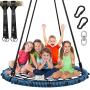 Trekassy 750lbs Spider Web Tree Swing 45 inch for Kids Adults with Swivel, 2pcs 10ft Tree Hanging Straps, Steel Frame and Adjustable Ropes
